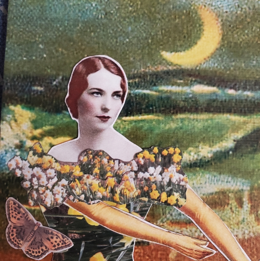 🙏 HAND CRAFTED Magnet collage art vintage floral - Picture 8 of 8